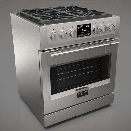 Fulgor Milano 30 in. 600 Series Dual Fuel Range with 4 Burners in Stainless Steel - F6PDF304S1