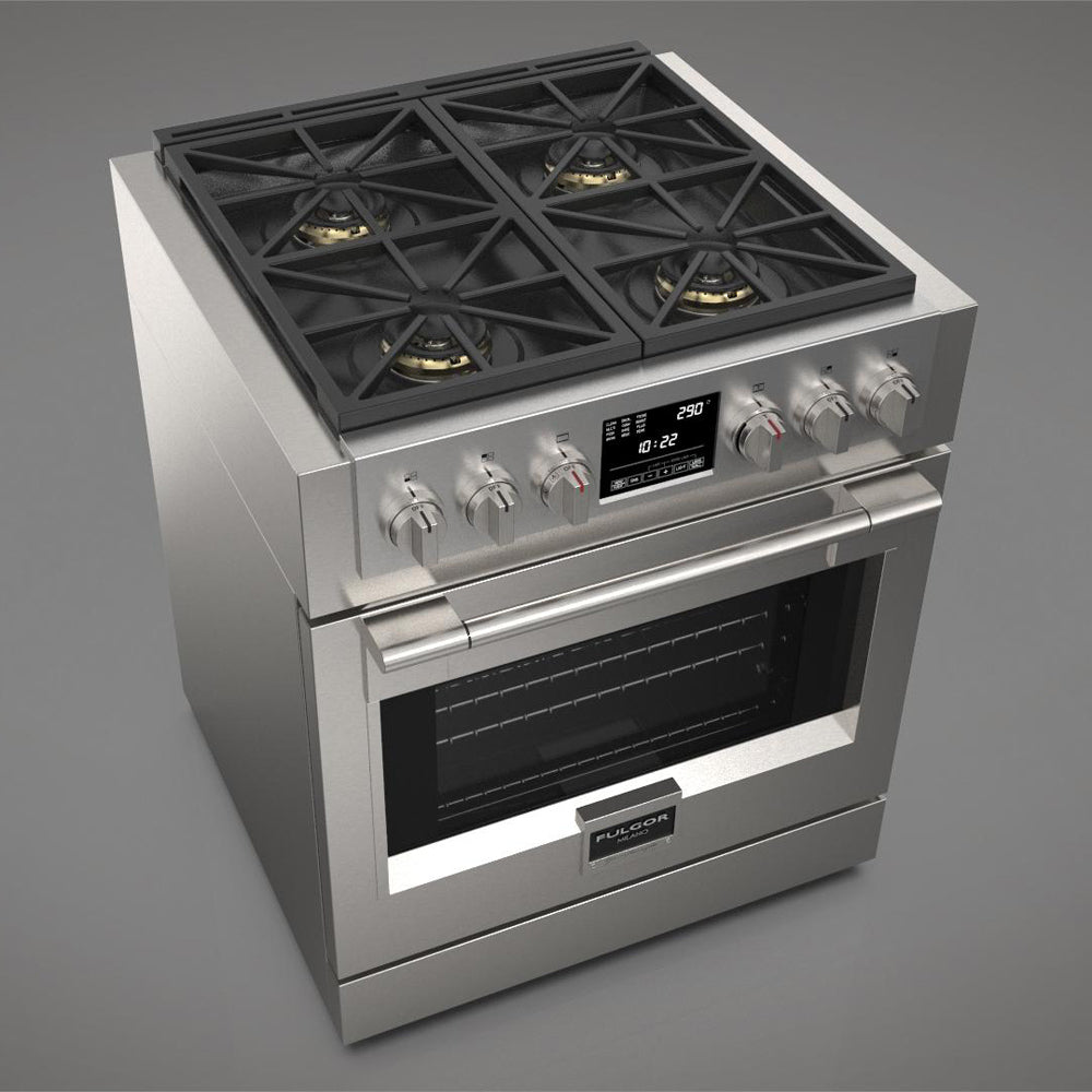 Fulgor Milano 30 in. 600 Series Dual Fuel Range with 4 Burners in Stainless Steel - F6PDF304S1