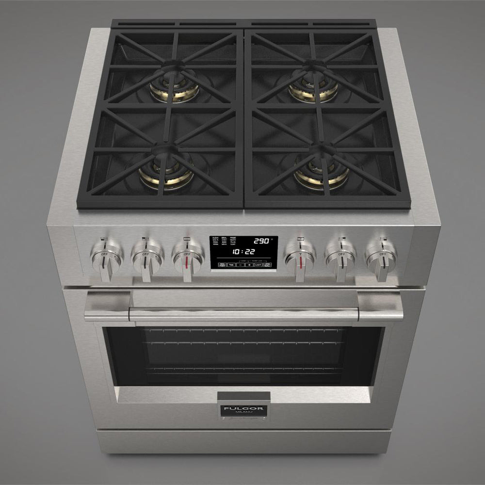 Fulgor Milano 30 in. 600 Series Dual Fuel Range with 4 Burners in Stainless Steel - F6PDF304S1