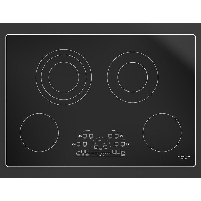 Fulgor Milano 30 in. 600 Series Electric Cooktop with 4 Burners and Glass Ceramic Cooktop in Stainless Steel - F6RT30S2