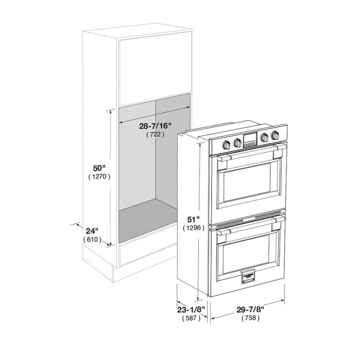 Fulgor Milano 30 in. Electric Built-in Double Wall Oven in Stainless Steel - F6PDP30S1