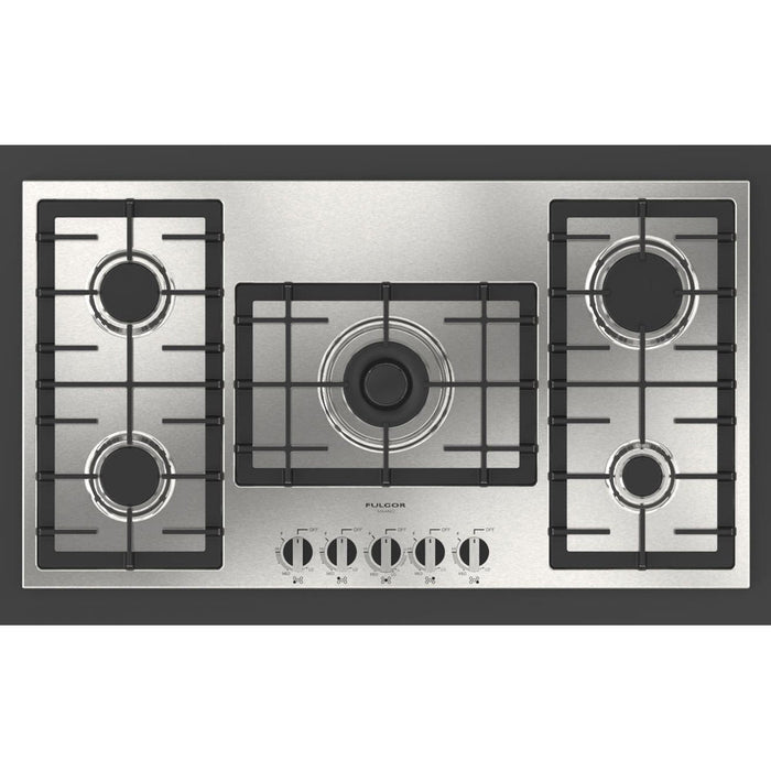 Fulgor Milano 36 in. 400 Series Gas Cooktop with 5 Burners in Stainless Steel -F4GK36S1