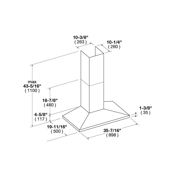 Fulgor Milano 36 in. 600 CFM Wall Mount Range Hood in Stainless Steel - F4CW36S1