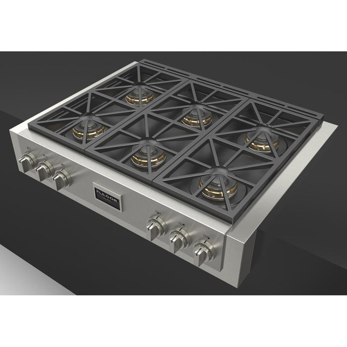 Fulgor Milano 36 in. 600 Professional Series All Gas Rangetop in Stainless Steel - F6GRT366S1