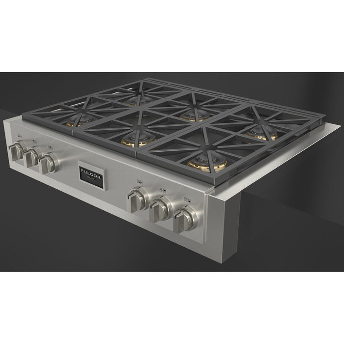 Fulgor Milano 36 in. 600 Professional Series All Gas Rangetop in Stainless Steel - F6GRT366S1