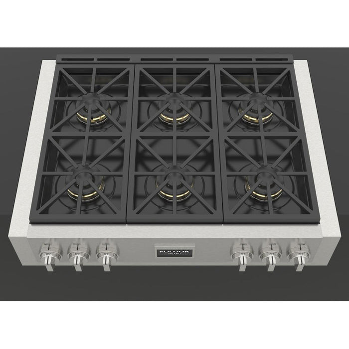 Fulgor Milano 36 in. 600 Professional Series All Gas Rangetop in Stainless Steel - F6GRT366S1