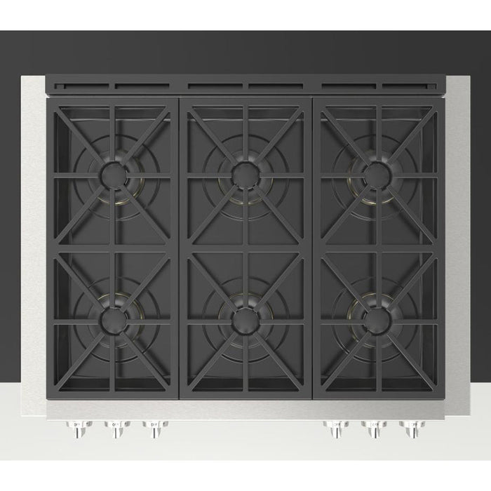 Fulgor Milano 36 in. 600 Professional Series All Gas Rangetop in Stainless Steel - F6GRT366S1