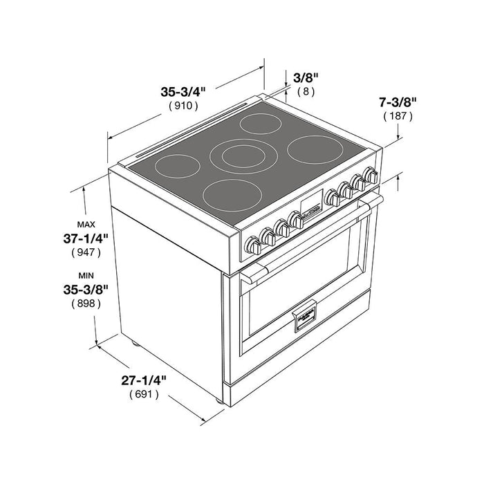 Fulgor Milano 36 in. 600 Series All Electric Induction Range in Stainless Steel - F6PIR365S1