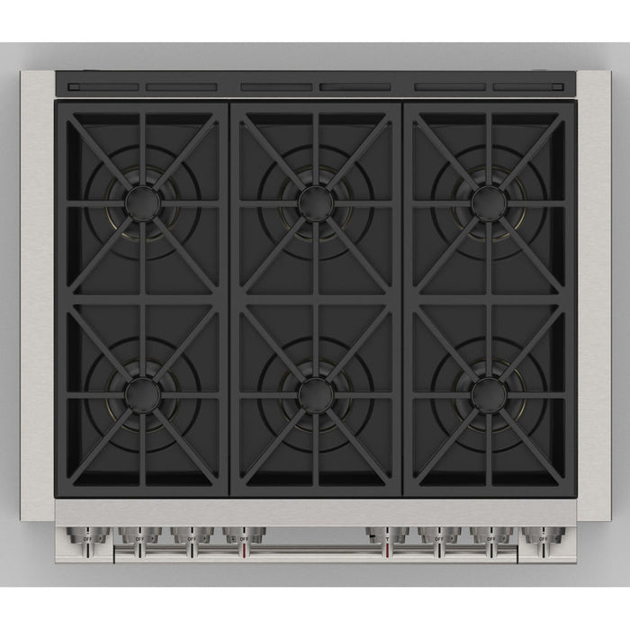 Fulgor Milano 36 in. 600 Series Dual Fuel Range with 6 Burners in Stainless Steel - F6PDF366S1