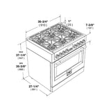 Fulgor Milano 36 in. 600 Series Dual Fuel Range with 6 Burners in Stainless Steel - F6PDF366S1