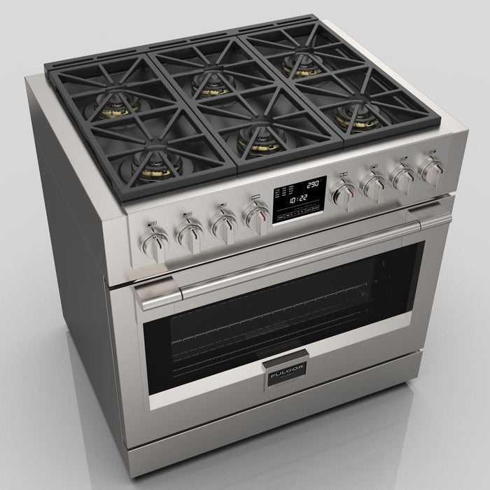 Fulgor Milano 36 in. 600 Series Dual Fuel Range with 6 Burners in Stainless Steel - F6PDF366S1