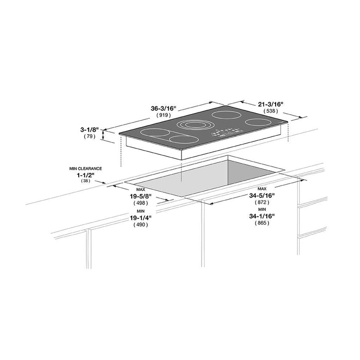 Fulgor Milano 36 in. 600 Series Electric Cooktop with 5 Burners and Glass Ceramic Cooktop in Stainless Steel - F6RT36S2