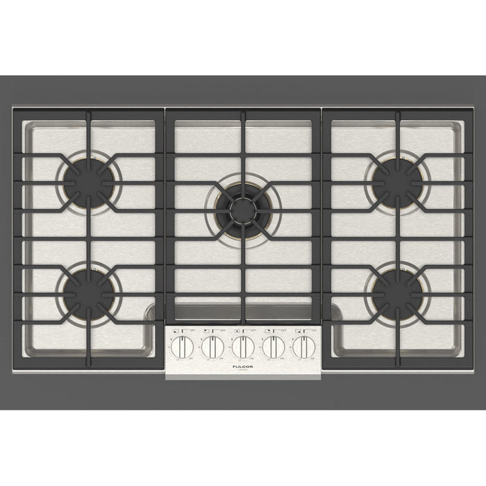 Fulgor Milano 36 in. 600 Series Gas Cooktop with 5 Burners in Stainless Steel - F6PGK365S1