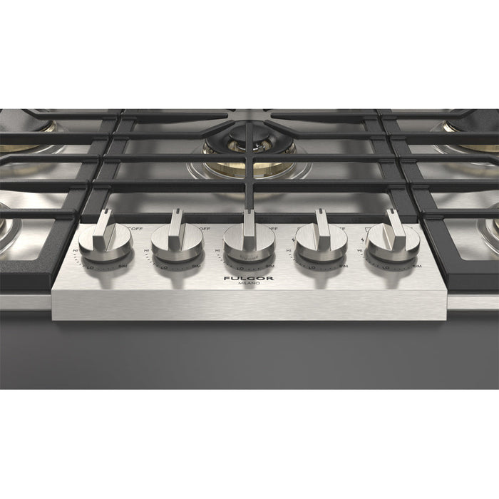 Fulgor Milano 36 in. 600 Series Gas Cooktop with 5 Burners in Stainless Steel - F6PGK365S1