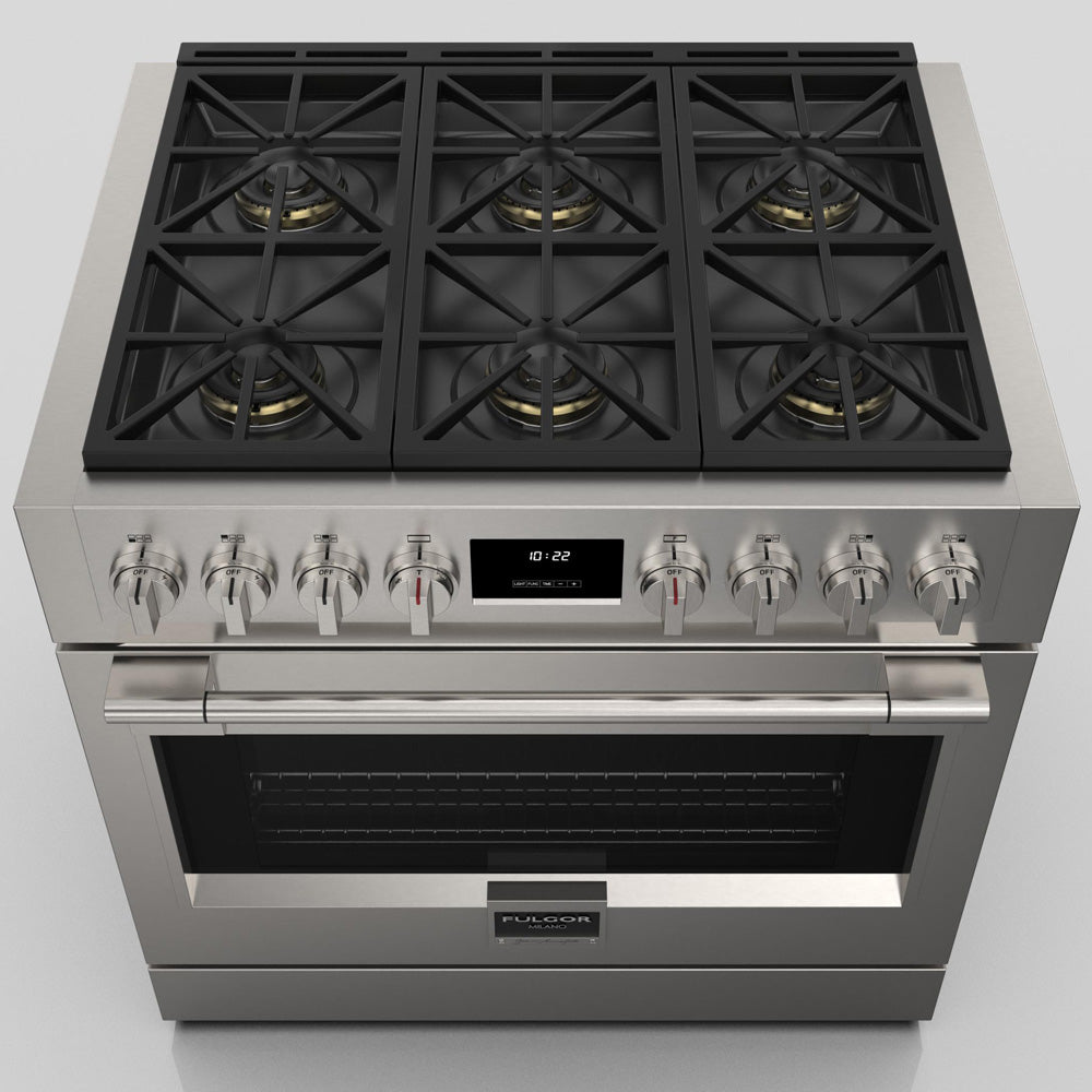 Fulgor Milano 36 in. 600 Series Pro All Gas Range with 6 Burners in Stainless Steel - F6PGR366S2