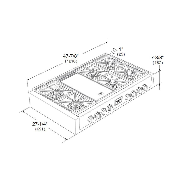 Fulgor Milano 48 in. 600 Professional Series All Gas Rangetop - F6GRT486GS1