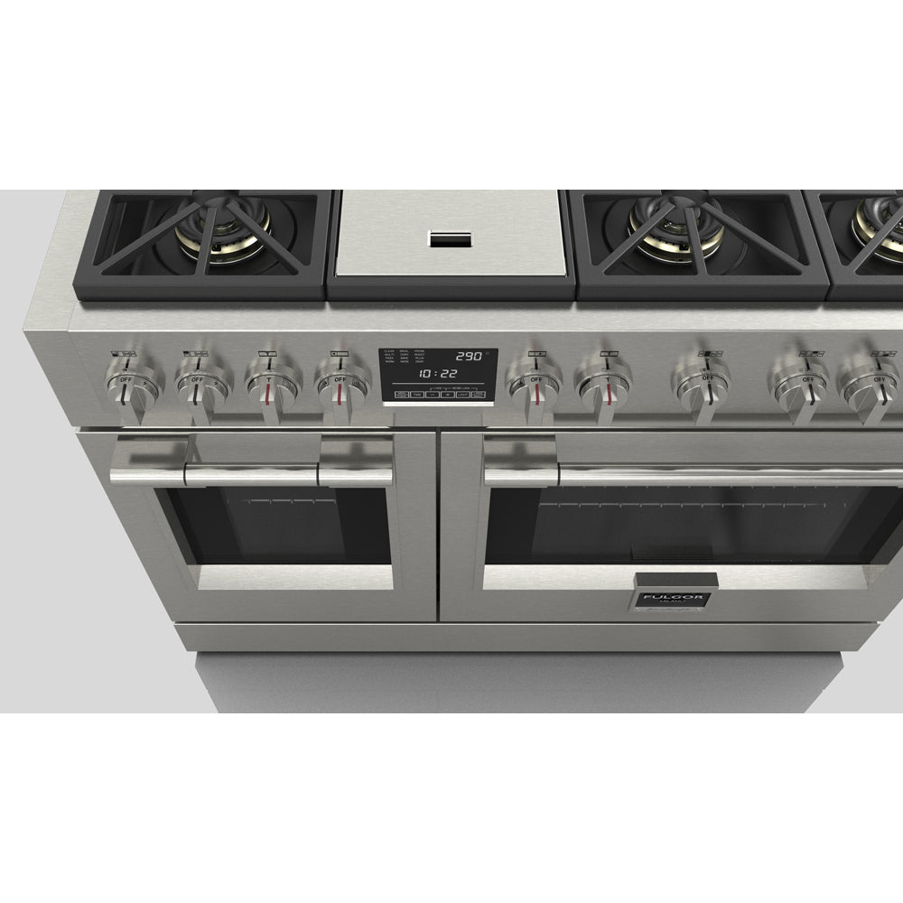 Fulgor Milano 48 in. 600 Series Dual Fuel Range with 6 Burners and Trilaminate Griddle in Stainless Steel - F6PDF486GS1