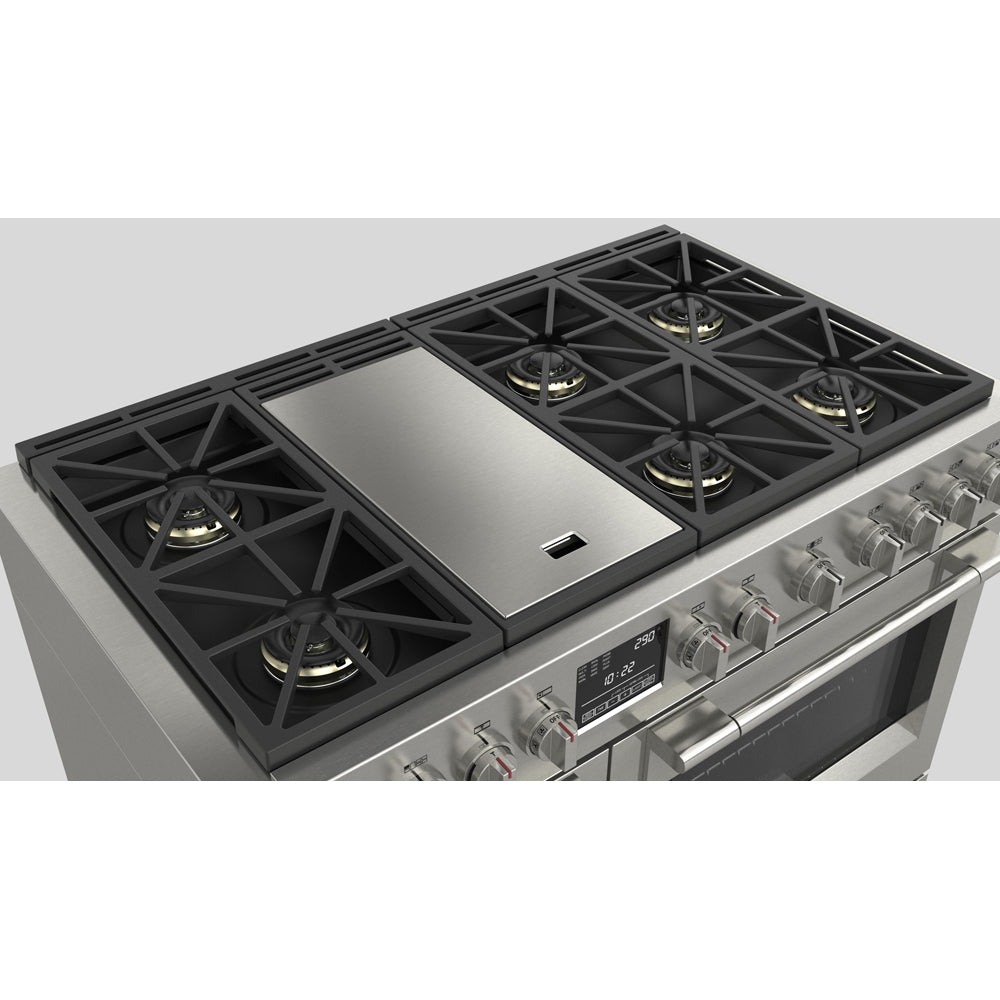 Fulgor Milano 48 in. 600 Series Dual Fuel Range with 6 Burners and Trilaminate Griddle in Stainless Steel - F6PDF486GS1