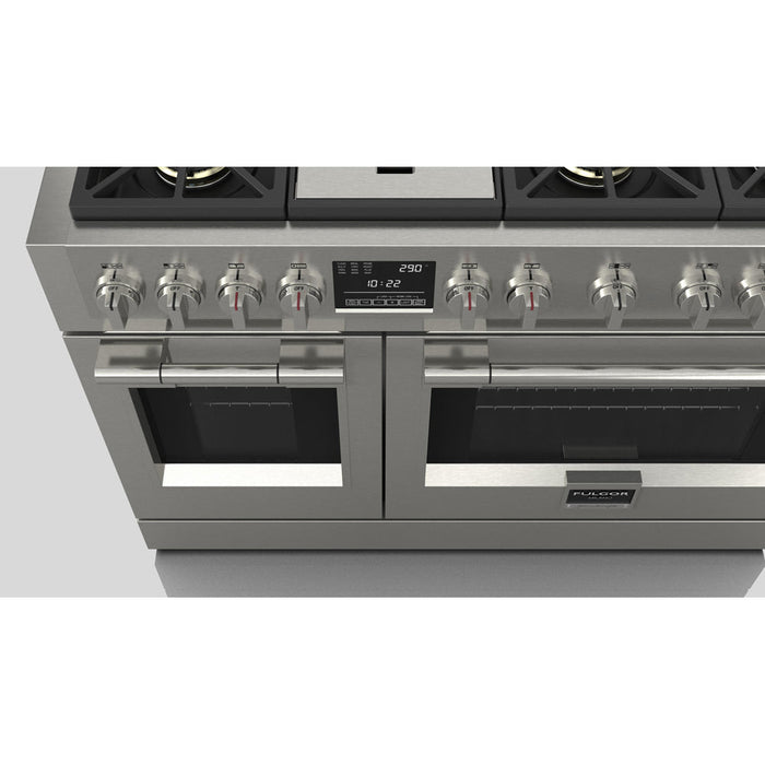 Fulgor Milano 48 in. 600 Series Dual Fuel Range with 6 Burners and Trilaminate Griddle in Stainless Steel - F6PDF486GS1