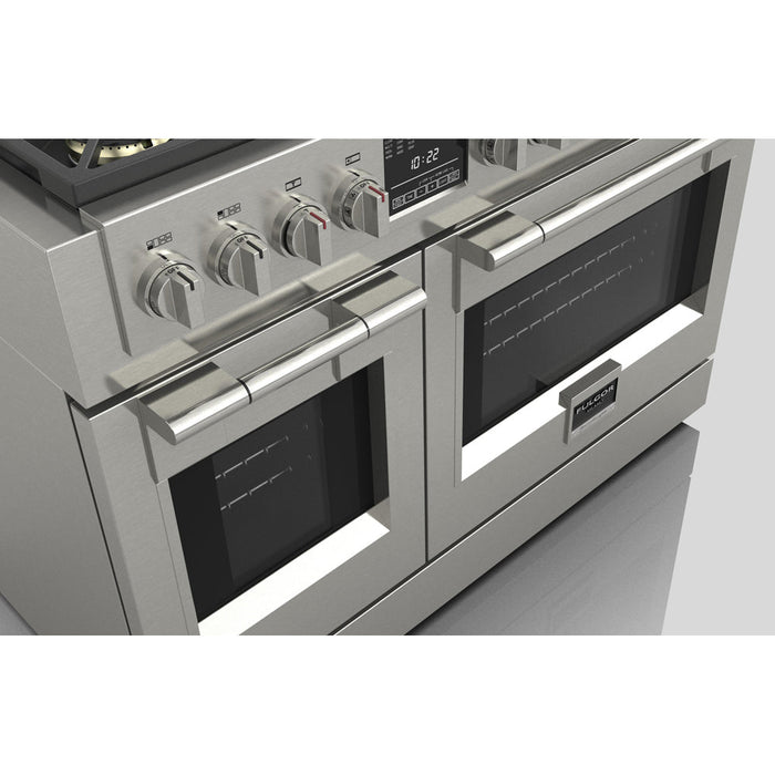 Fulgor Milano 48 in. 600 Series Dual Fuel Range with 6 Burners and Trilaminate Griddle in Stainless Steel - F6PDF486GS1