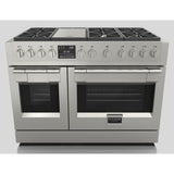 Fulgor Milano 48 in. 600 Series Dual Fuel Range with 6 Burners and Trilaminate Griddle in Stainless Steel - F6PDF486GS1