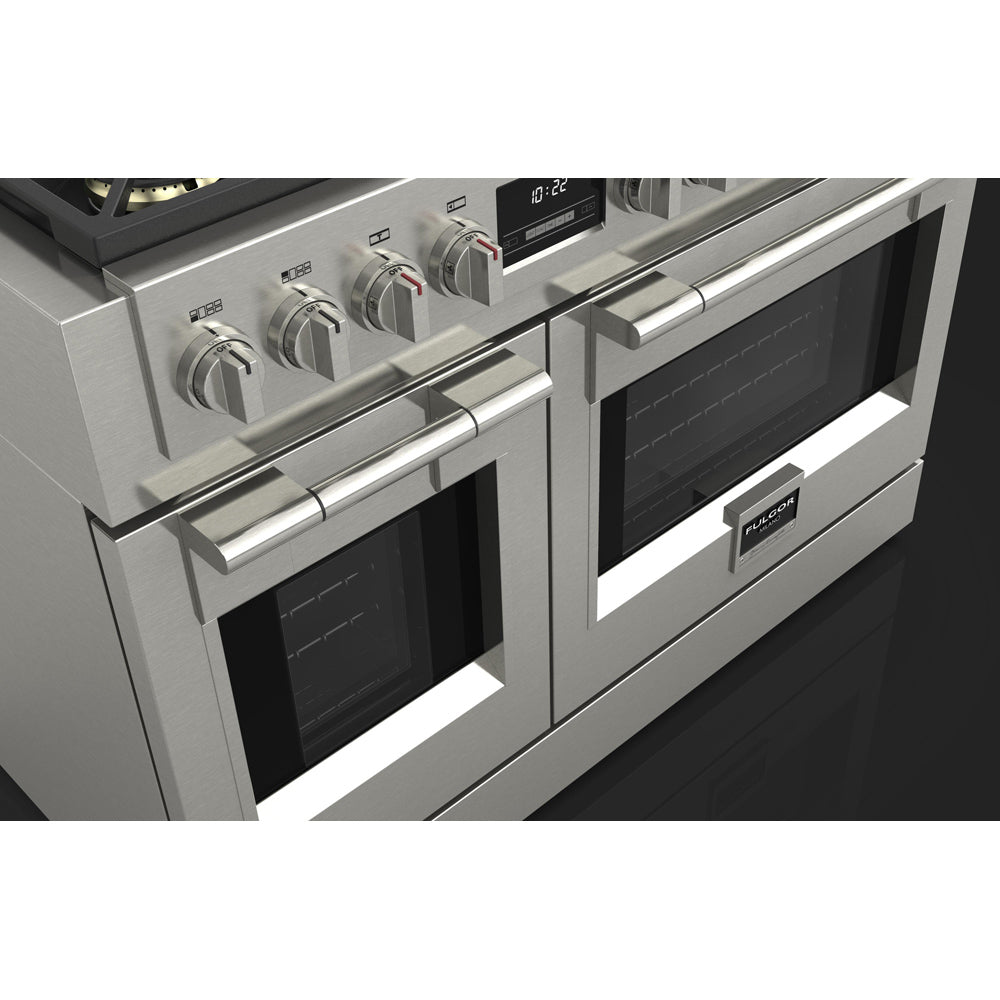 Fulgor Milano 48 in. 600 Series Pro All Gas Range with 6 Burners and Trilaminate Griddle in Stainless Steel - F6PGR486GS2