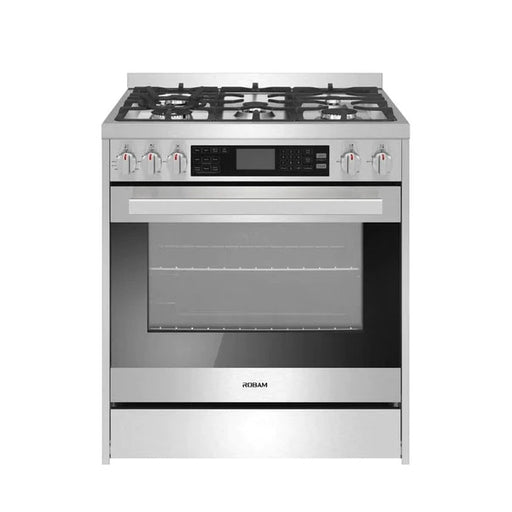 ROBAM 30-Inch 5 Cu. Ft. Oven Dual Fuel Gas Range with 5 Sealed Brass Burners in Stainless Steel - G517K