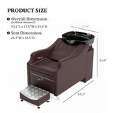 OmySalon BU1301 Salon Shampoo Bowl and Chair Backwash Unit with Extra Large Ceramic Bowl & Freestanding Ottoman - G59000488+G59000489+G59000490