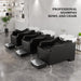 OmySalon BU1301 Salon Shampoo Bowl and Chair Backwash Unit with Extra Large Ceramic Bowl & Freestanding Ottoman - G59000488+G59000489+G59000490