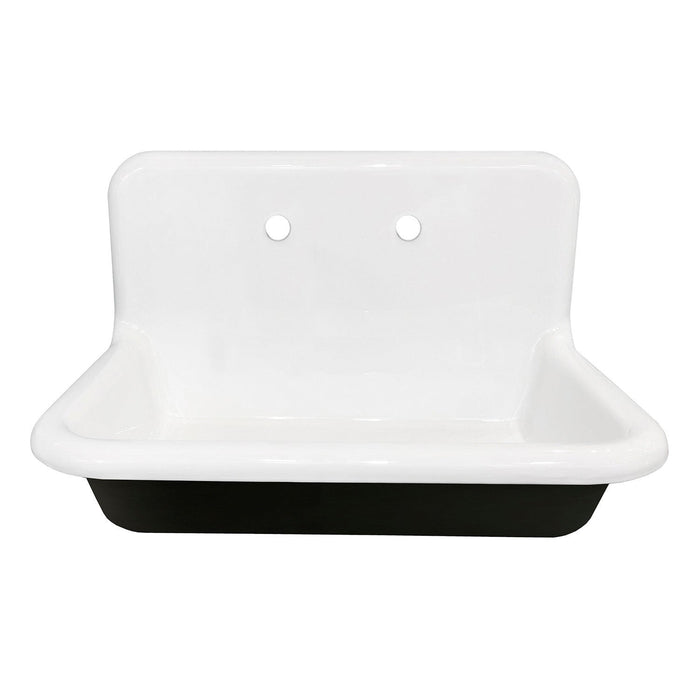 Kingston Brass 30 in. Cast Iron Single Bowl Wall Mount Sink, White - GCLWS302019