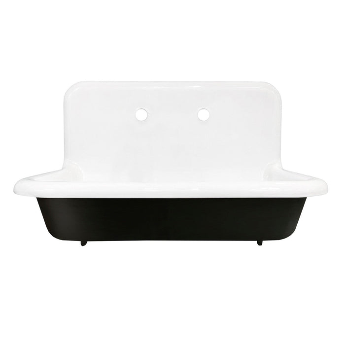 Kingston Brass 30 in. Cast Iron Single Bowl Wall Mount Sink, White - GCLWS302019