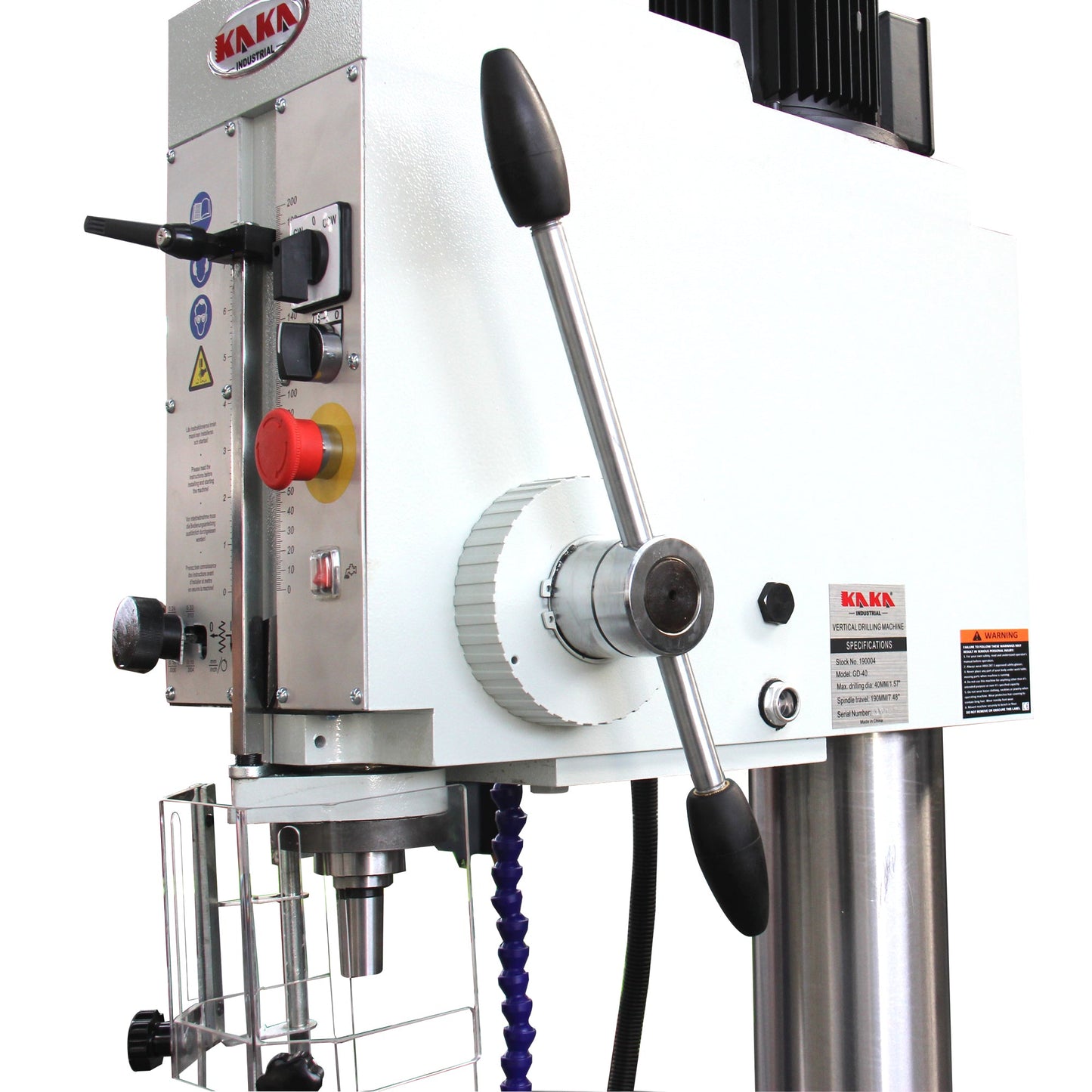 KAKA INDUSTRIAL Gear Head Vertical Drill Press, 2.2kW 220V 3-Phase, 8-Speed (108-1800 RPM), 40mm Max Drilling,5.9inches Spindle Travel,MT4 Taper,DRO Depth Control GD-40 - 190004V220