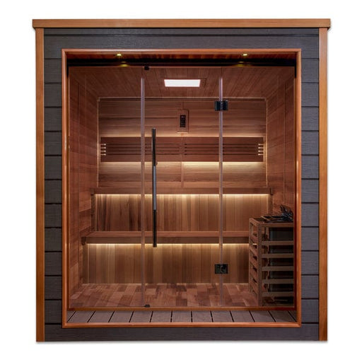 Golden Designs Bergen 6 Person Outdoor-Indoor Traditional Sauna - Canadian Red Cedar Interior - GDI-8206-01