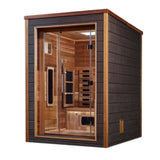 Golden Designs Nora 2 Person Outdoor-Indoor PureTech™ Hybrid Full Spectrum Sauna - Canadian Red Cedar Interior GDI-8222-01