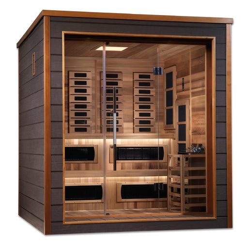 Golden Designs Karlstad 6 Person Outdoor-Indoor PureTech™ Hybrid Full Spectrum Sauna - Canadian Red Cedar Interior - GDI-8226-01