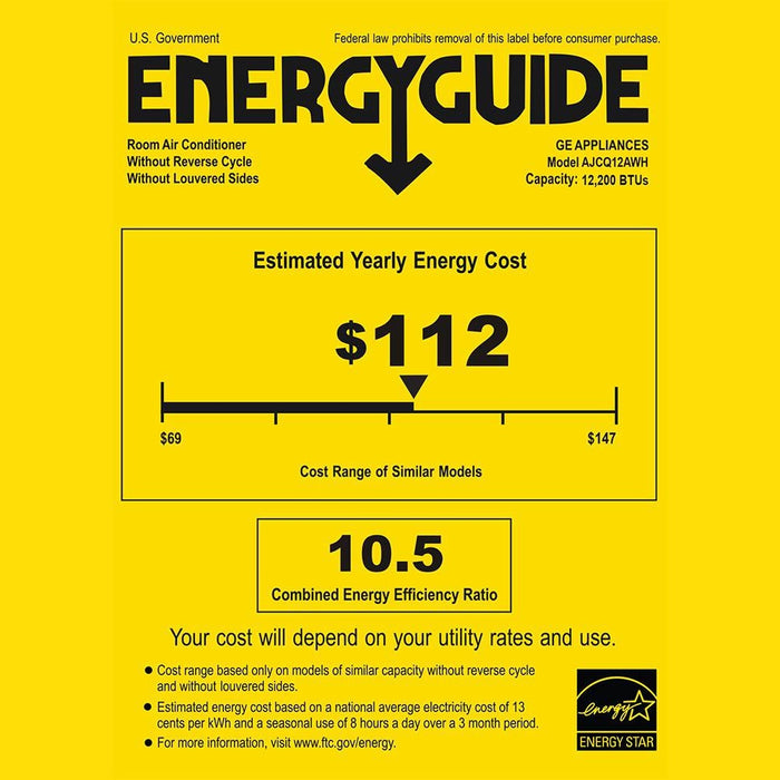 GE 12,000 BTU 115 Volt Through-the-Wall Air Conditioner - Cooling Only - AJCQ12AWH