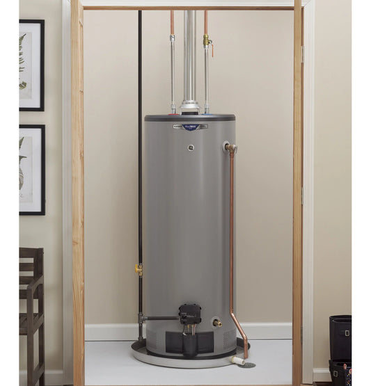 GE Appliances RealMAX Premium 40-Gallon Tall Natural Gas Atmospheric Water Heater Gray - GG40T10BXR
