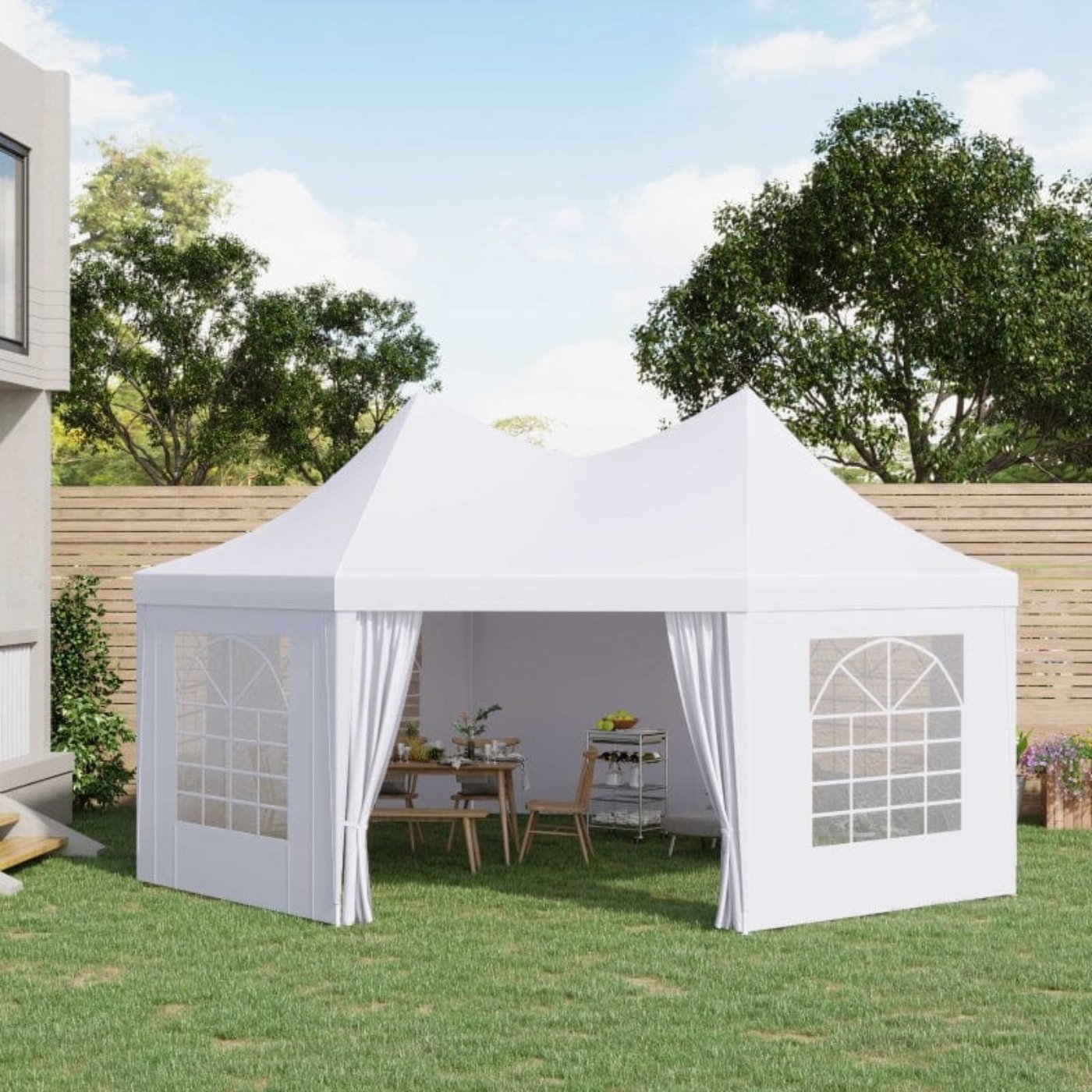 Outsunny 22' x 16' Large UV Resistant Octagonal 8-Wall Party Canopy Gazebo Tent - 01-0005-002