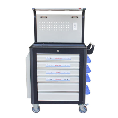 Kaka industrial GJC-206-2E Tool Cart, 6 Drawer Tool Chest 77 Capacity 4 Ball-Bearing on Lockable Wheels Glided Drawers, for Mechanics Industrial Garage, Warehouse & Repair Shop - 162209