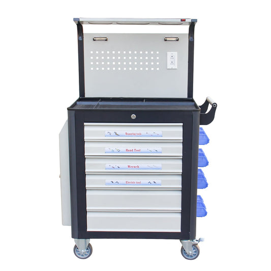 Kaka industrial GJC-206-2E Tool Cart, 6 Drawer Tool Chest 77 Capacity 4 Ball-Bearing on Lockable Wheels Glided Drawers, for Mechanics Industrial Garage, Warehouse & Repair Shop - 162209