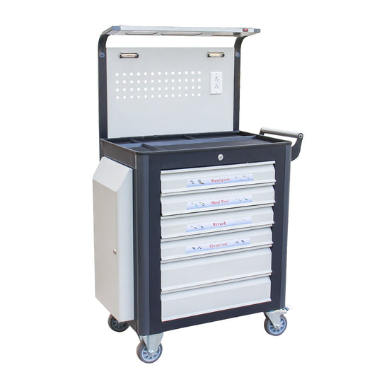 Kaka industrial GJC-206-2E Tool Cart, 6 Drawer Tool Chest 77 Capacity 4 Ball-Bearing on Lockable Wheels Glided Drawers, for Mechanics Industrial Garage, Warehouse & Repair Shop - 162209