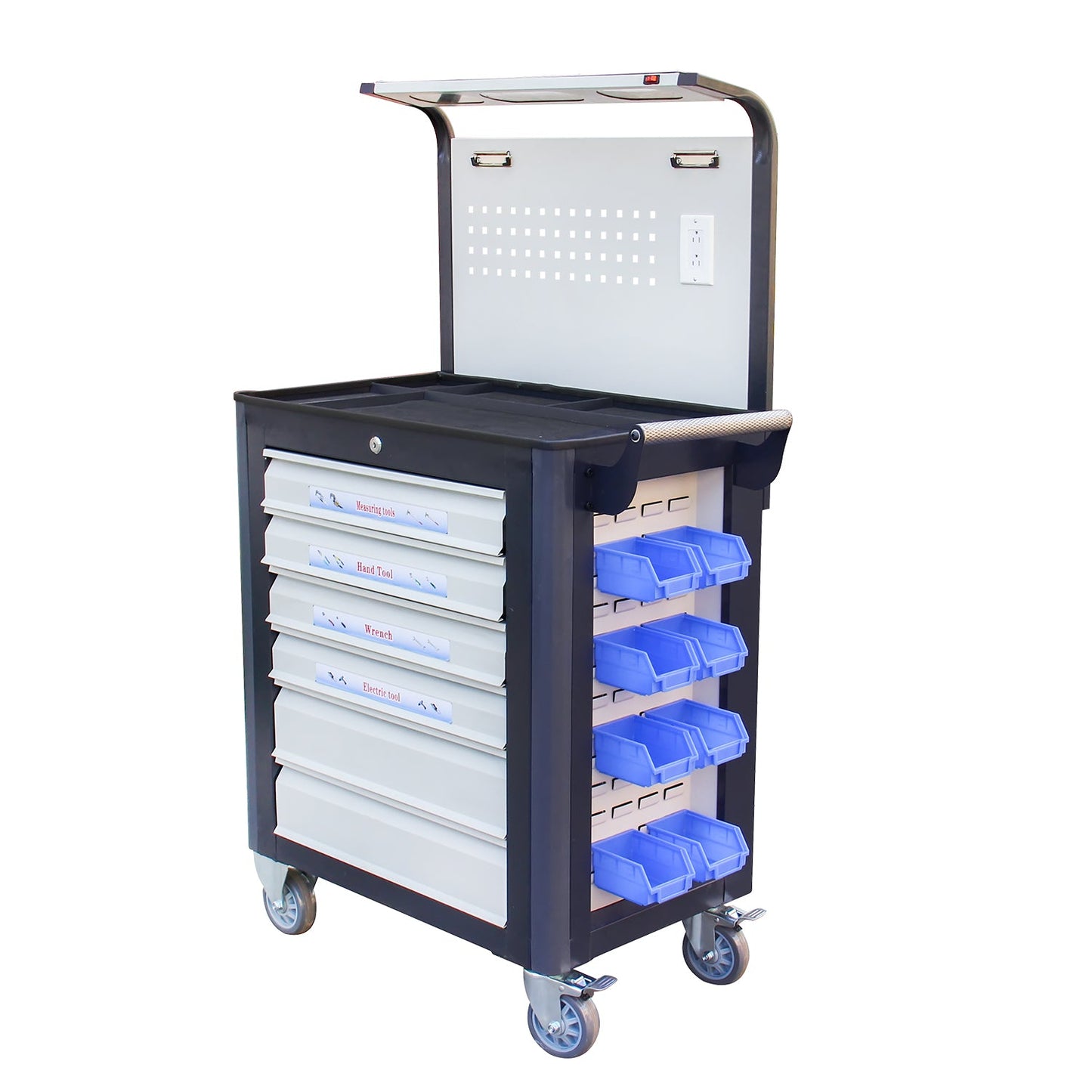 Kaka industrial GJC-206-2E Tool Cart, 6 Drawer Tool Chest 77 Capacity 4 Ball-Bearing on Lockable Wheels Glided Drawers, for Mechanics Industrial Garage, Warehouse & Repair Shop - 162209