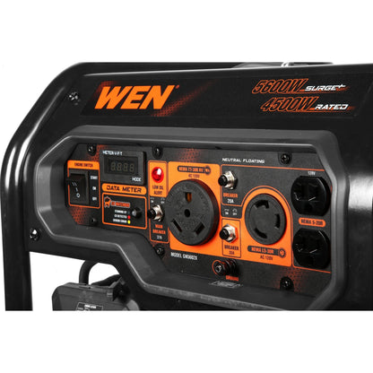 WEN GN5602X 5,600-Watt Portable Generator with Wheel Kit, Electric Start, 224cc, Transfer-Switch, RV-Ready, and CO Watchdog - GN5602X