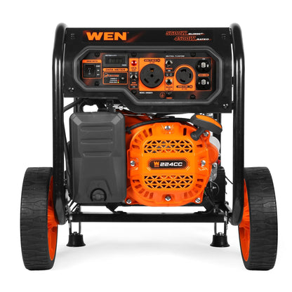 WEN GN5602X 5,600-Watt Portable Generator with Wheel Kit, Electric Start, 224cc, Transfer-Switch, RV-Ready, and CO Watchdog - GN5602X