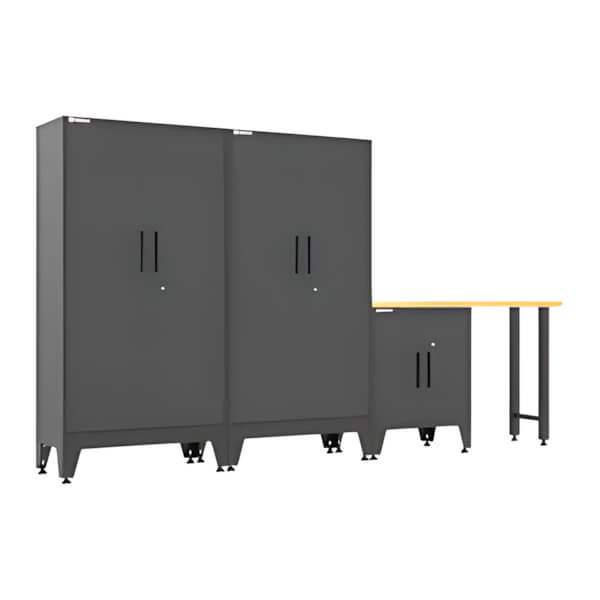 Armadillo Tough Black 4-Piece Garage Cabinet Set with Levelers