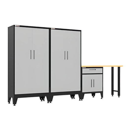Armadillo Tough Grey 4-Piece Garage Cabinet Set with Levelers - AR4PC138G