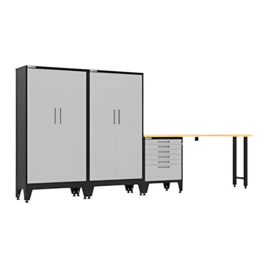 Armadillo Tough Grey 4-Piece Garage Cabinet Set with Levelers - AR4PC139G
