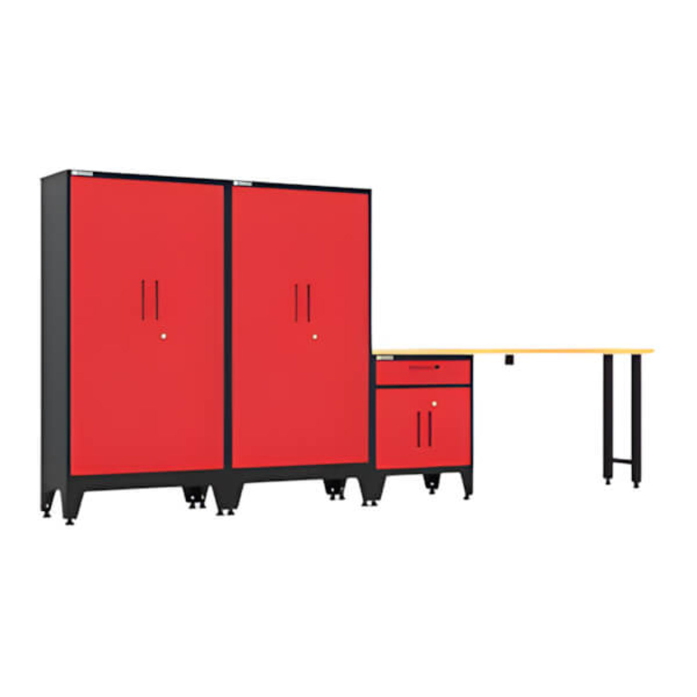 Armadillo Tough Red 4-Piece Garage Cabinet Set with Levelers - AR4PC141R