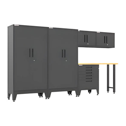 Armadillo Tough Black 6-Piece Garage Cabinet Set with Levelers - AR6PC144B