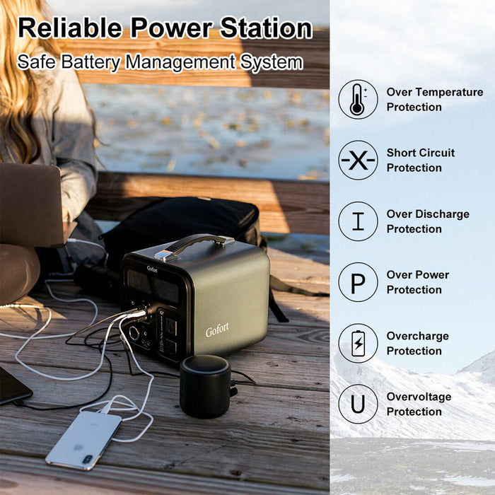 GoFort 1100Wh Portable Power Station 1200W Peak 2000W Solar Generator With 110V AC Outlets QC3.0 & Type C 45W Backup Battery Pack New - UA1100